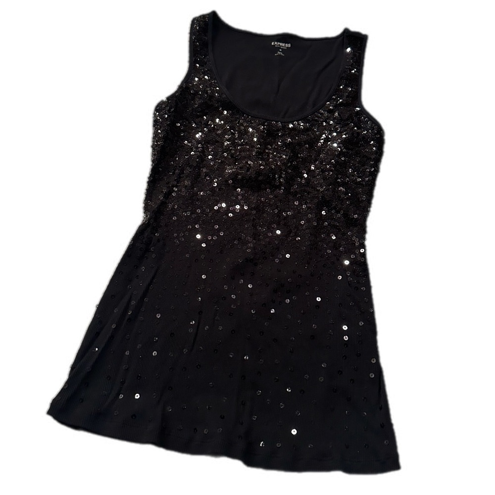 Express Black top- sequins in the front
